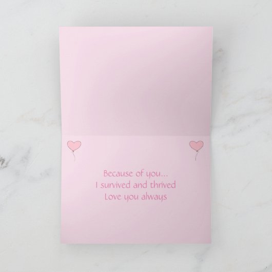 美しいピンク色の菊の母の日のカード カード (内部)