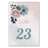 美しいピンク色の青いフローラ テーブルナンバー (裏面)