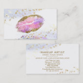 *~*美しいピンク金ゴールドパステルグリッターリップメイクアップ 名刺 (正面/裏面)