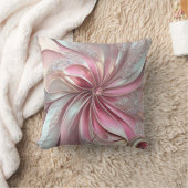 美しいピンク&バラフラワーフラクタル装飾用クッション クッション (ブランケット)