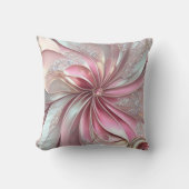 美しいピンク&バラフラワーフラクタル装飾用クッション クッション (正面)