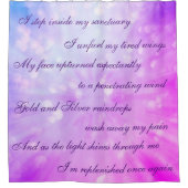 美しいピンク/パープルクレンジングマントラデザイン シャワーカーテン (正面)