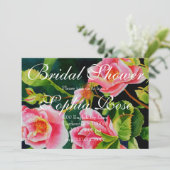 美しいピンク、赤いバラ、水彩フローラ 招待状 (スタンド正面)