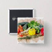 美しいピンボタン – 新鮮な野菜 缶バッジ (正面&裏面)
