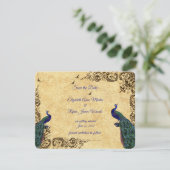 美しいピーコック日付を保存 招待状 (スタンド正面)