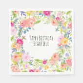 美しいピーチピンク金ゴールドイエローウォーター色フローラ スタンダードランチョンナプキン (正面)