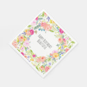 美しいピーチピンク金ゴールドイエローウォーター色フローラ スタンダードランチョンナプキン (角)