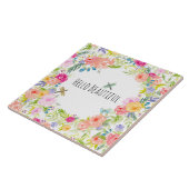 美しいピーチピンク金ゴールドイエローウォーター色フローラ タイル (側面)