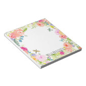 美しいピーチピンク金ゴールドイエローウォーター色フローラ ノートパッド (アングル)