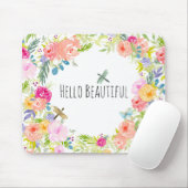 美しいピーチピンク金ゴールドイエローウォーター色フローラ マウスパッド (マウス)
