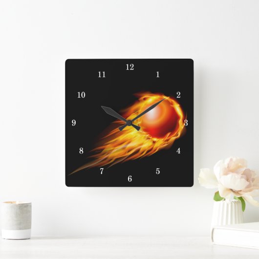 美しいファイアーボールの壁掛け時計 スクエア壁時計 (ホーム)