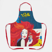 「美しいファッションとコーヒーカップ」 ポップ・アートのアート エプロン (正面)