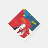 「美しいファッションとコーヒーカップ」 ポップ・アートのアート スタンダードカクテルナプキン (角)