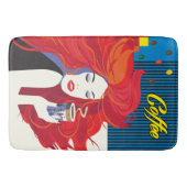 「美しいファッションとコーヒーカップ」 ポップ・アートのアート バスマット (正面)