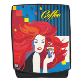 「美しいファッションとコーヒーカップ」 ポップ・アートのアート バックパック (正面)