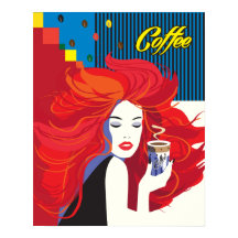 「美しいファッションとコーヒーカップ」 ポップ・アートのアート