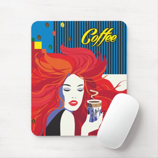 「美しいファッションとコーヒーカップ」 ポップ・アートのアート マウスパッド (マウス)