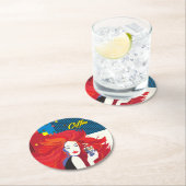 「美しいファッションとコーヒーカップ」 ポップ・アートのアート ラウンドペーパーコースター (インサイチュ)