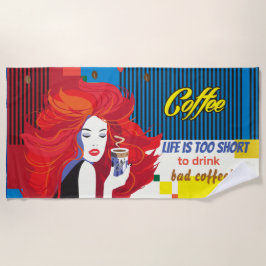 "美しいファッションとコーヒーカップ" ポップ・アートの-ART ビーチタオル