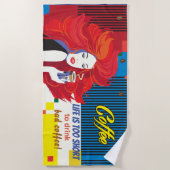 "美しいファッションとコーヒーカップ" ポップ・アートの-ART ビーチタオル (正面)