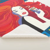 美しいファッションのコーヒーカップ付きモダン女性 シェルパブランケット (3/4)