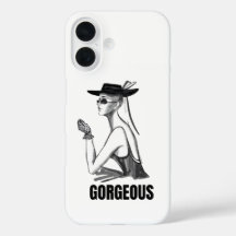 美しいファッションガールiPhoneケース｜モノクロ