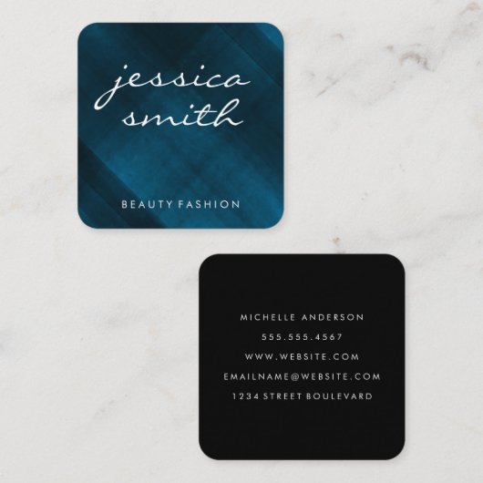 美しいファッションブルーファブリックシンプル スクエア名刺 (正面/裏面)