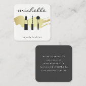 美しいファッションメイクアップ金ゴールドブラシ スクエア名刺 (正面/裏面)