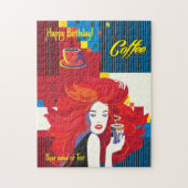 美しいファッション女性とコーヒポップ・アートのーアートトレンディー ジグソーパズル (縦)