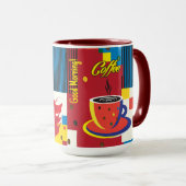 美しいファッション女性とコーヒポップ・アートのーアートトレンディー マグカップ (正面右)