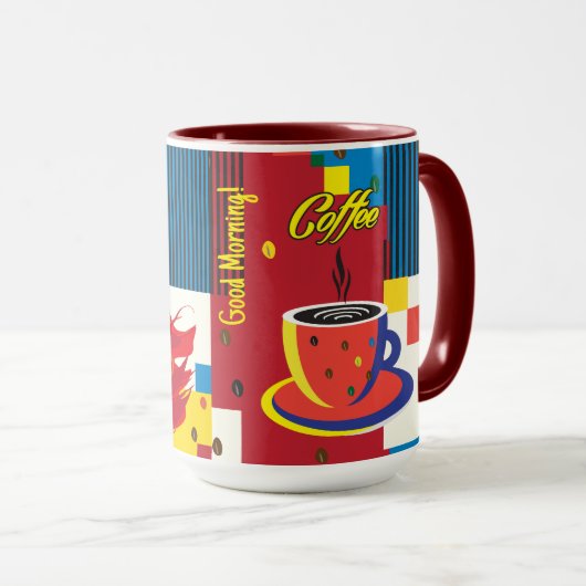 美しいファッション女性とコーヒポップ・アートのーアートトレンディー マグカップ (正面右)