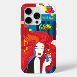 美しいファッション女性とコーヒポップ・アートのーアートトレンディー iPhone 15 PROケース