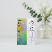 美しいファッション，ピンクブルーグリーンイエローホワイトパール 名刺 (スタンド正面)