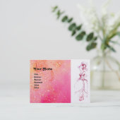 美しいファッション，赤ピンクホワイトパール 名刺 (スタンド正面)