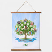 美しいファミリーツリーフォトネームウォールアートデコール 吊り下げ型タペストリー (正面)