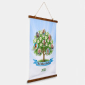 美しいファミリーツリーフォトネームウォールアートデコール 吊り下げ型タペストリー (傾斜あり)