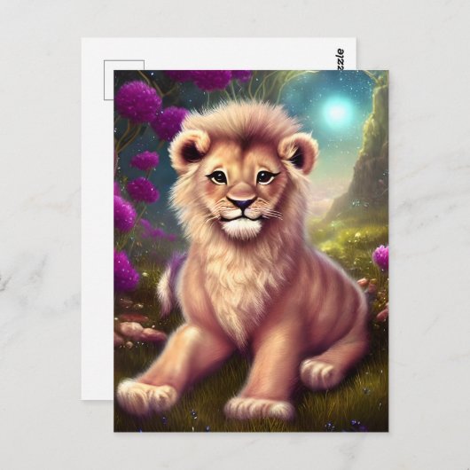 美しいファンタジーかわいいかわいいライオンカブ ポストカード (正面/裏面)
