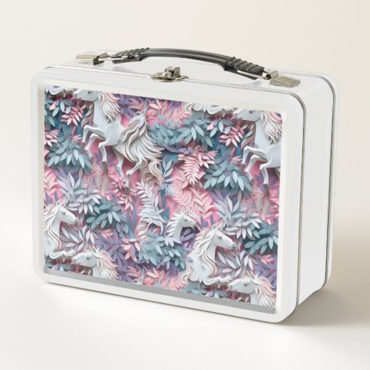 美しいファンタジーウマ抽象芸術パステルデザイン メタルランチボックス (正面)