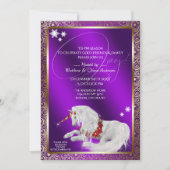 美しいファンタジークリスマスユニコーンジョイパープル 招待状 (正面)