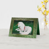 美しいファンタジークリスマスユニコーン喜び カード (黄色い花)