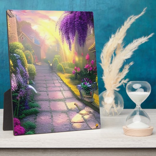 美しいファンタジーコテージガーデンパステーブルトップ フォトプラーク (側面)