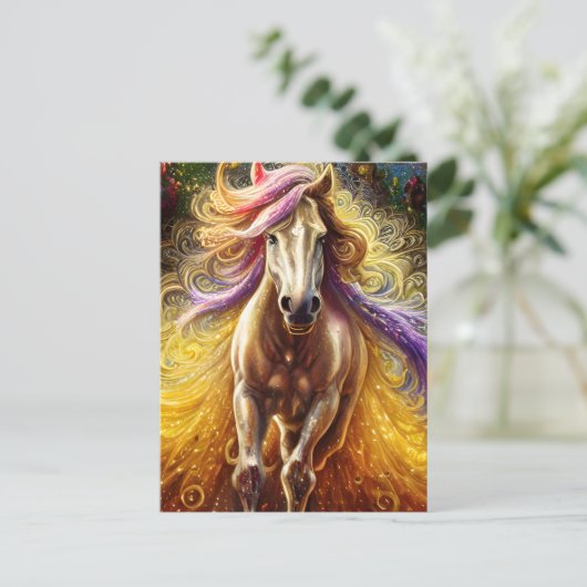 美しいファンタジーゴールデンホース葉書 ポストカード (スタンド正面)