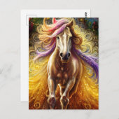 美しいファンタジーゴールデンホース葉書 ポストカード (正面/裏面)