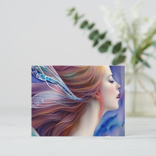 美しいファンタジーフェアリー素晴らしウィング ポストカード (スタンド正面)