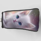美しいファンタジーホワイトフワフワ猫 ゴルフヘッドカバー (正面)