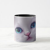 美しいファンタジーホワイトフワフワ猫 マグカップ (中央)