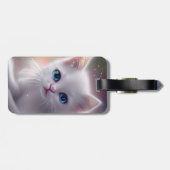美しいファンタジーホワイトフワフワ猫 ラゲッジタグ (裏面横)