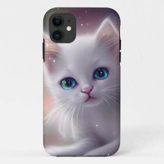 美しいファンタジーホワイトフワフワ猫 iPhone 11 ケース