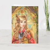 美しいファンタジー女性フォックスグリーティングカード カード (裏面)