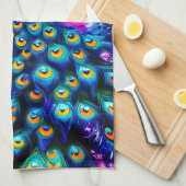 美しいファンタジー孔雀 キッチンタオル (四つ折り)